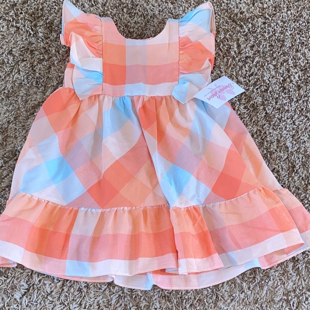 Bonnie Jean Peach and Blue Plaid Dress